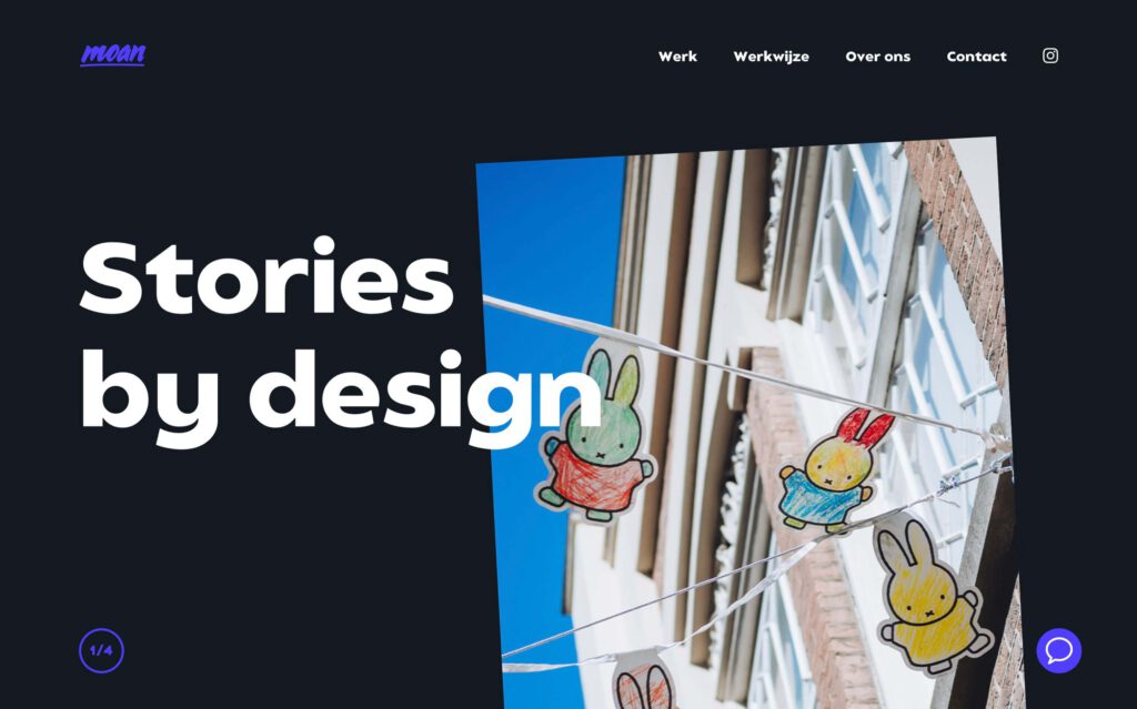 Screenshot of Moan website on desktop (top of page)